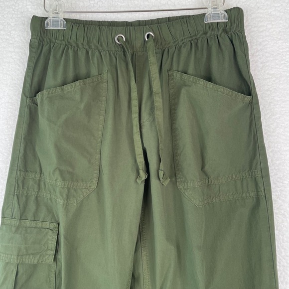 aerie Pants - Aerie Womens Olive Green Cotton Cargo Pants Elastic Waist Toggle Hem Small